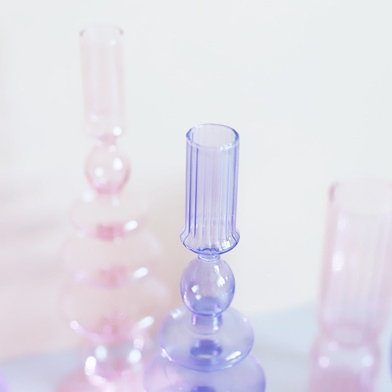 Lilac Glass Candle Holder for Elegant Home Decor-Orizon Depot