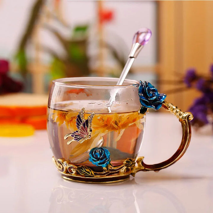Handcrafted Enamel Coffee Mugs with Steel Spoon - Unique Gift Ideas-Orizon Depot