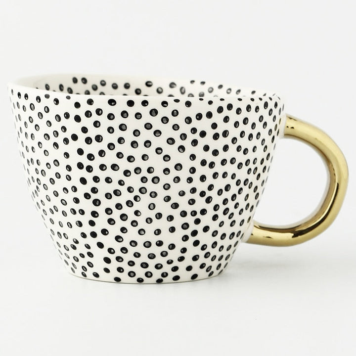 Geometric Pattern Cup with Gold Handle - Stylish Drinkware-Orizon Depot