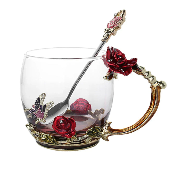 Handcrafted Enamel Coffee Mugs with Steel Spoon - Unique Gift Ideas-Orizon Depot
