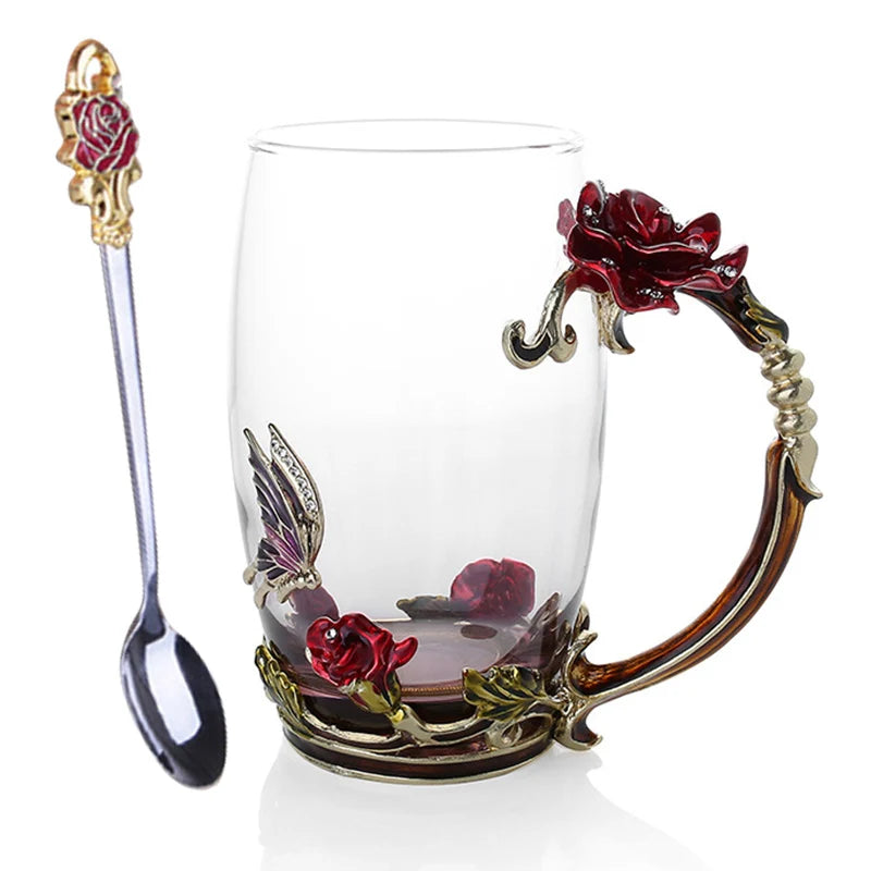 Handcrafted Enamel Coffee Mugs with Steel Spoon - Unique Gift Ideas-Orizon Depot