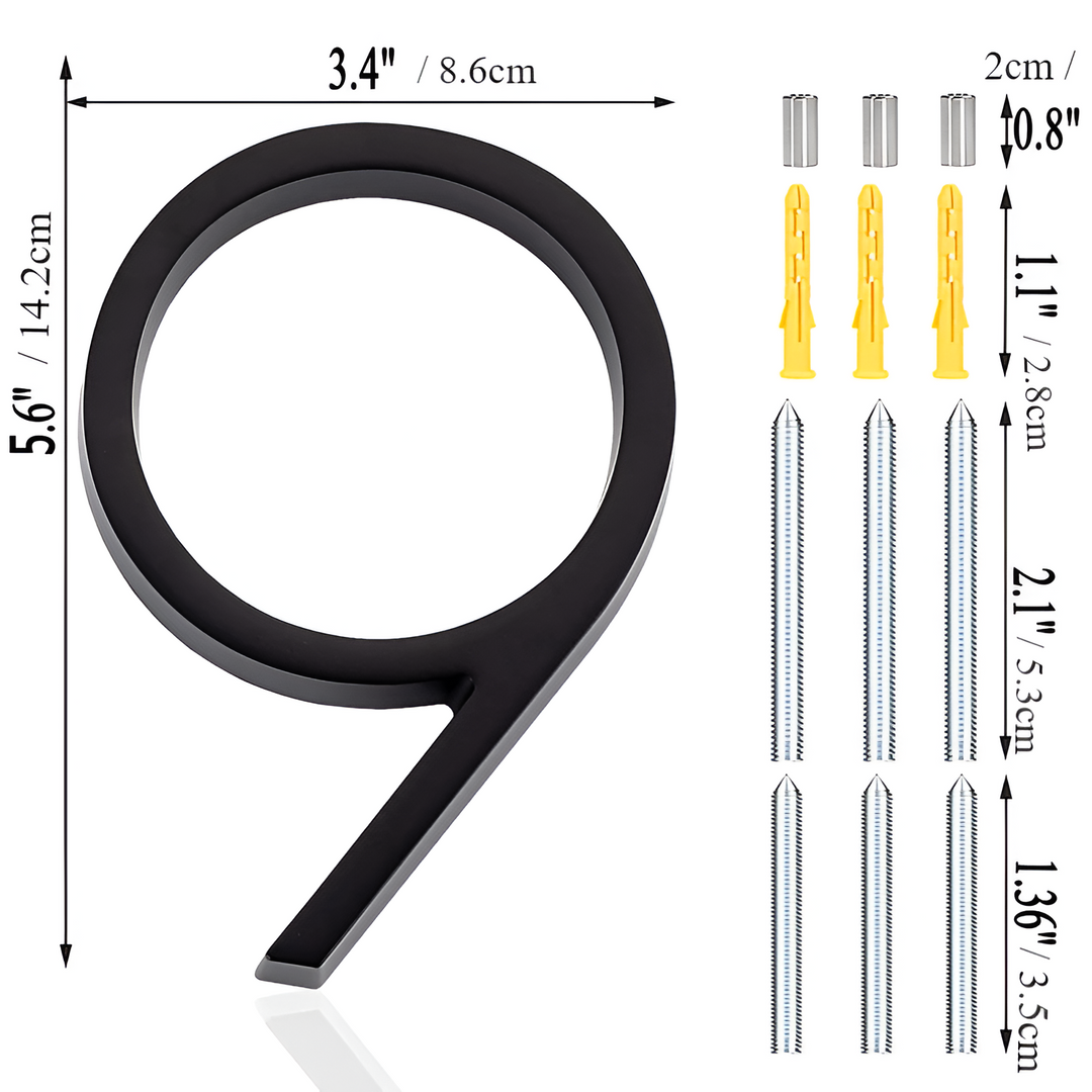 Modern Black Full House Number Sign - Stylish Home Address Plaque-Orizon Depot
