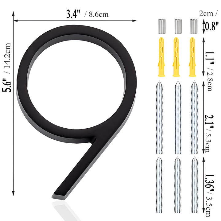 Modern Black Full House Number Sign - Stylish Home Address Plaque-Orizon Depot