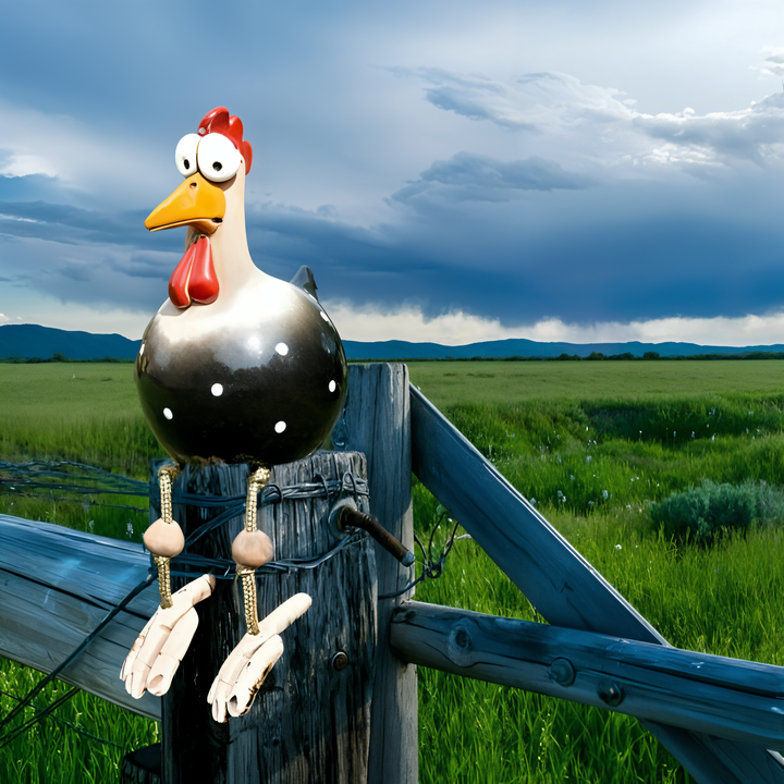 Large Eyes Chicken Statue - Weatherproof Resin Rooster Garden Decor-Orizon Depot