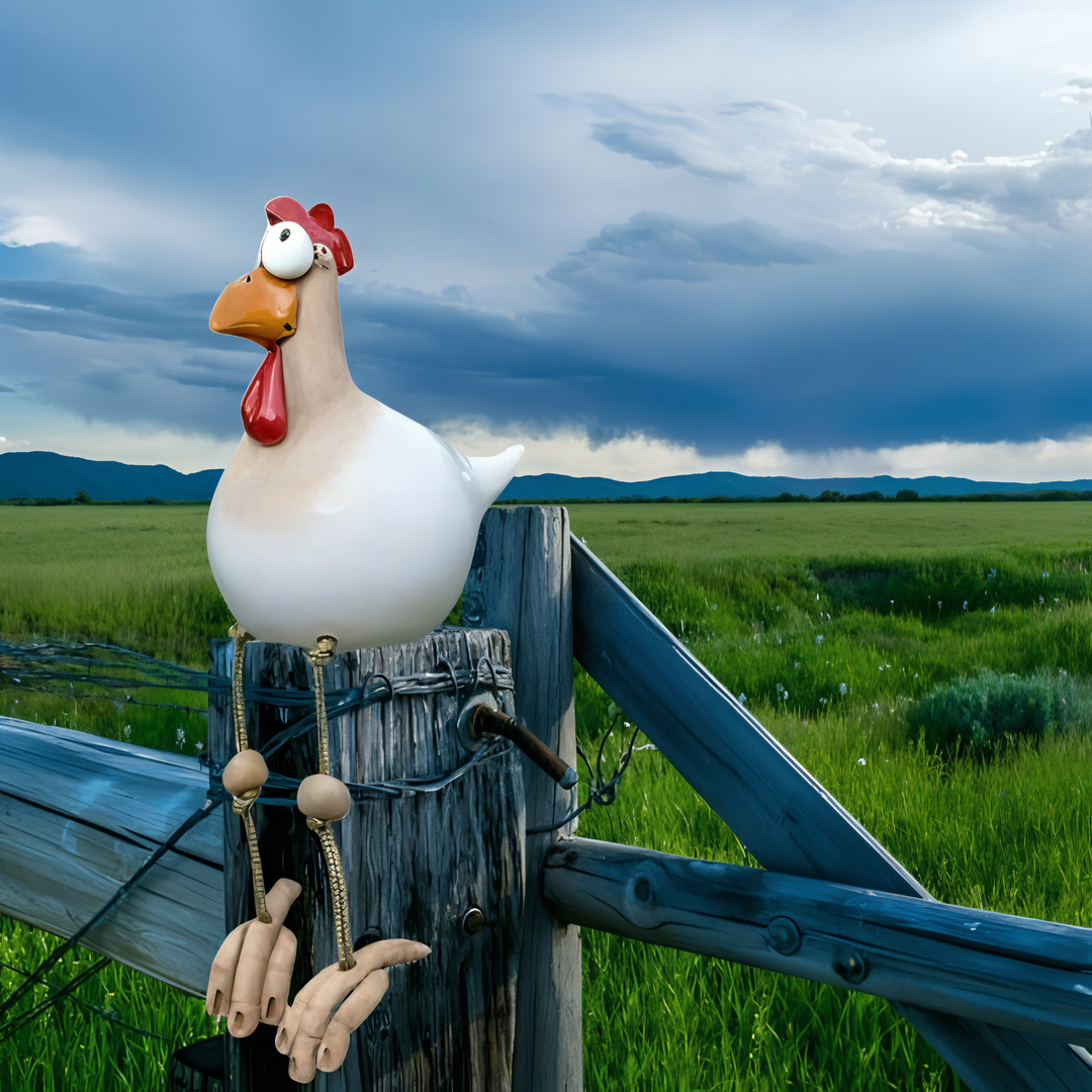 Large Eyes Chicken Statue - Weatherproof Resin Rooster Garden Decor-Orizon Depot