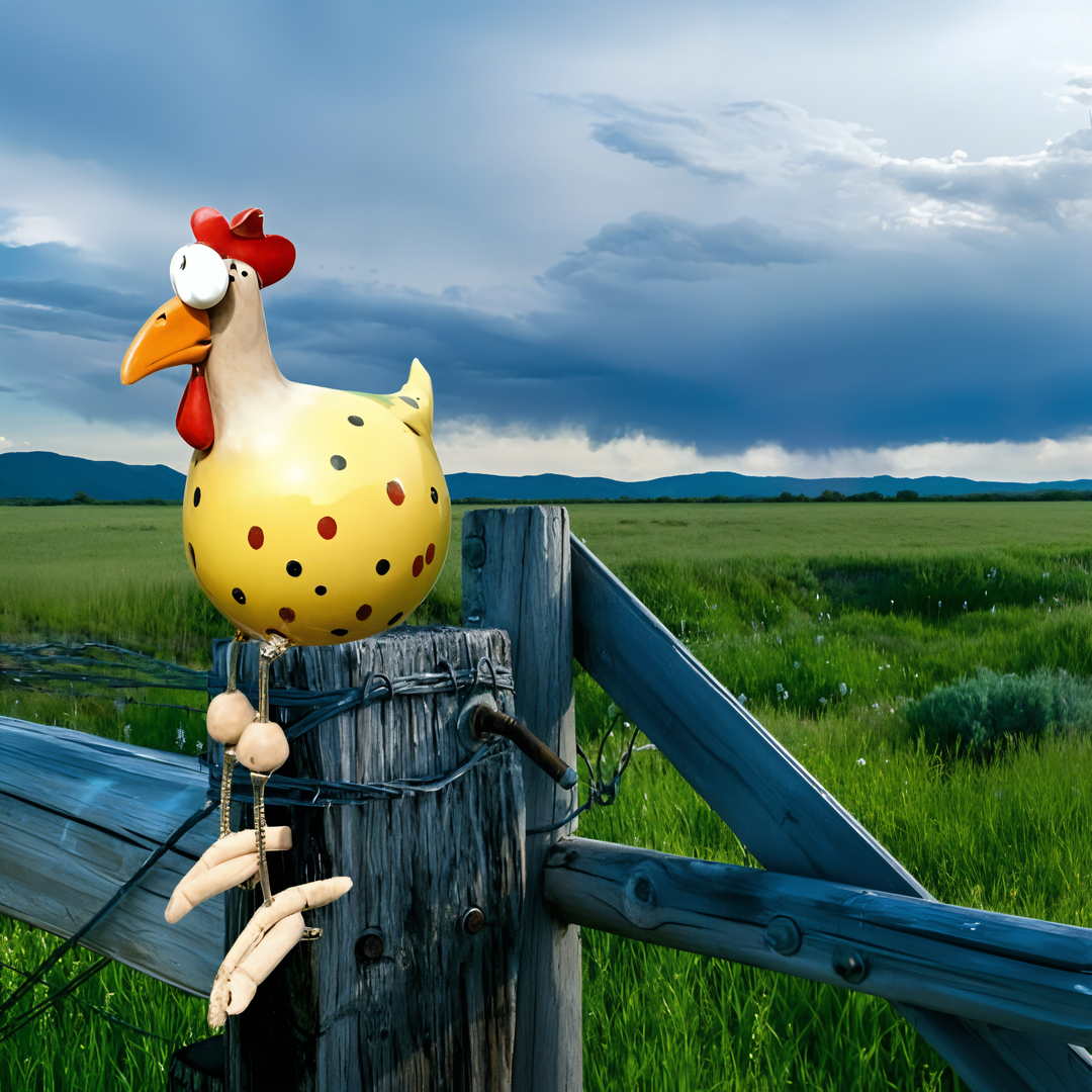 Large Eyes Chicken Statue - Weatherproof Resin Rooster Garden Decor-Orizon Depot