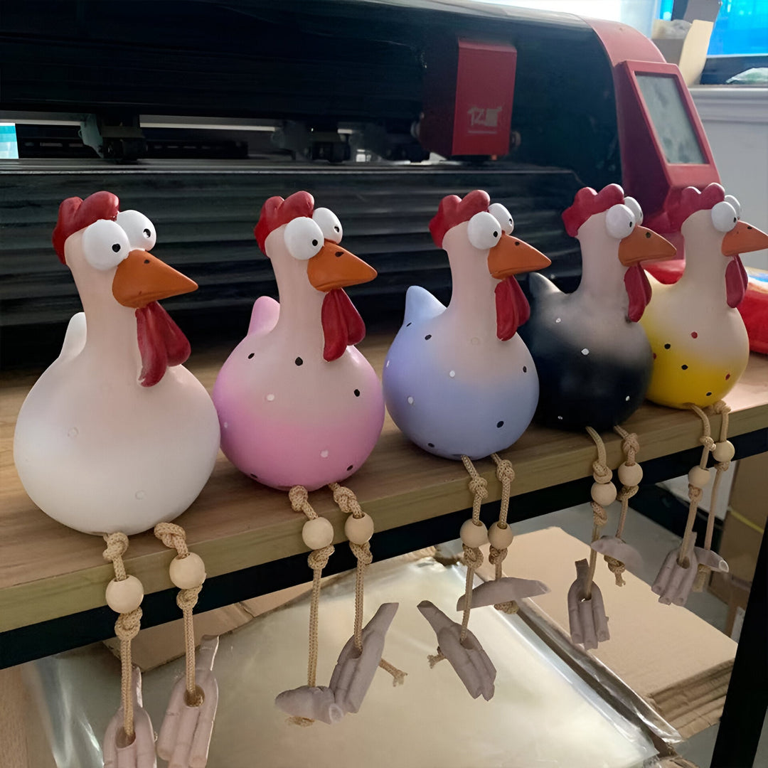Large Eyes Chicken Statue - Weatherproof Resin Rooster Garden Decor-Orizon Depot