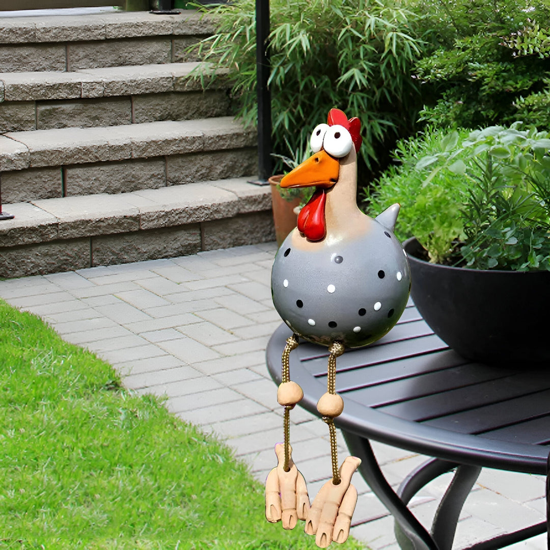 Large Eyes Chicken Statue - Weatherproof Resin Rooster Garden Decor-Orizon Depot