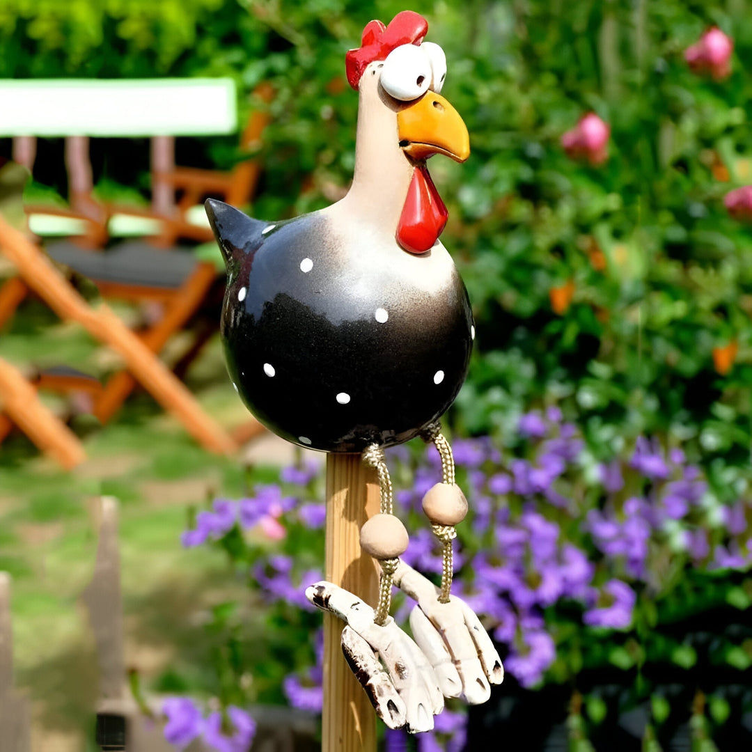 Large Eyes Chicken Statue - Weatherproof Resin Rooster Garden Decor-Orizon Depot