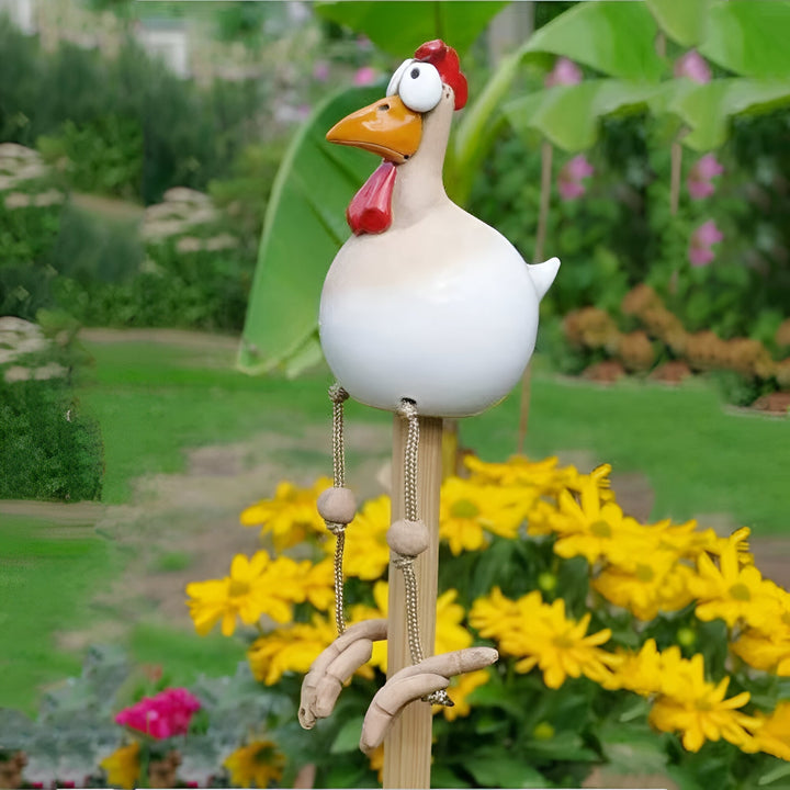 Large Eyes Chicken Statue - Weatherproof Resin Rooster Garden Decor-Orizon Depot