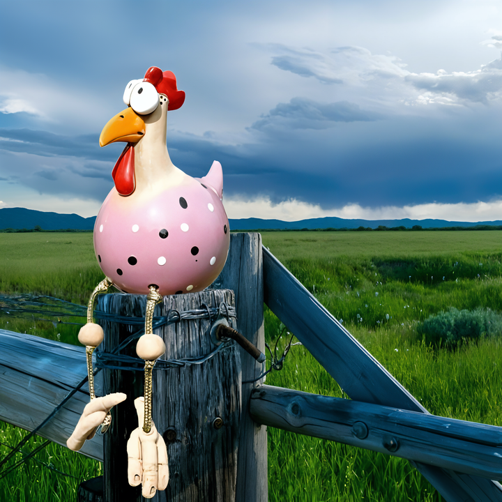 Large Eyes Chicken Statue - Weatherproof Resin Rooster Garden Decor-Orizon Depot
