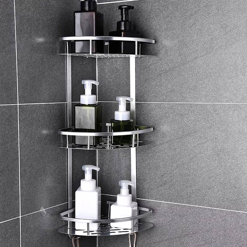 3-Layer Space Aluminum Bathroom Corner Shelf for Efficient Storage-Orizon Depot