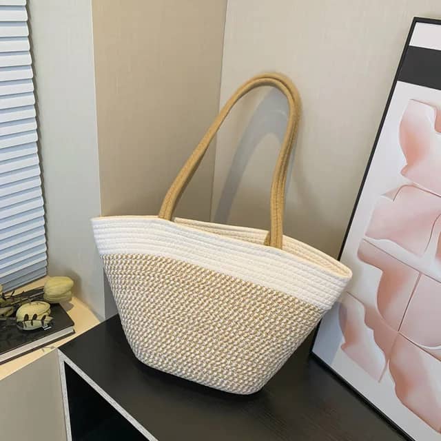 Straw Woven Tote Bag for Stylish Everyday Use-Orizon Depot