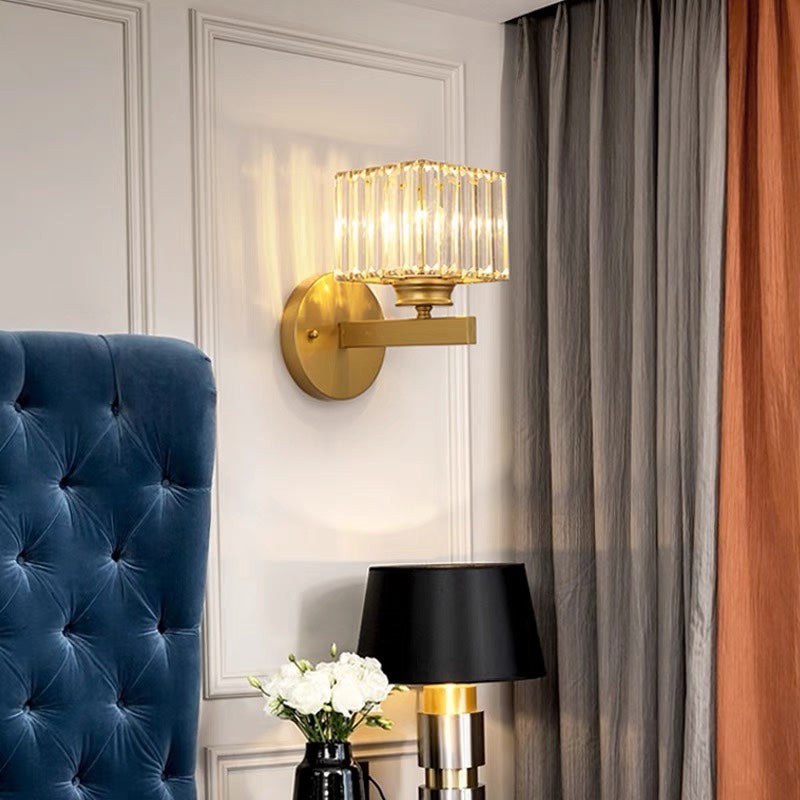 Modern Glass and Iron Wall Sconce Light Fixture