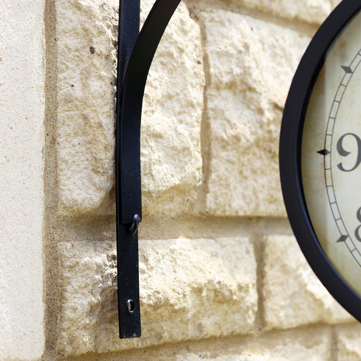 Black Double-Sided Outdoor Railway Clock - Stylish Timepiece-Orizon Depot
