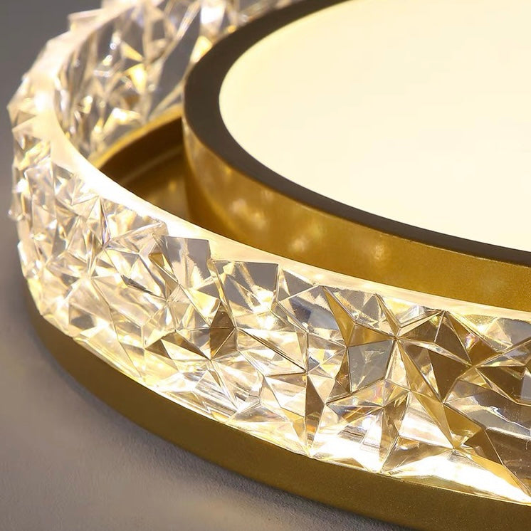 Dimmable Crystal Halo LED Ceiling Light | Flush Mount Fixture