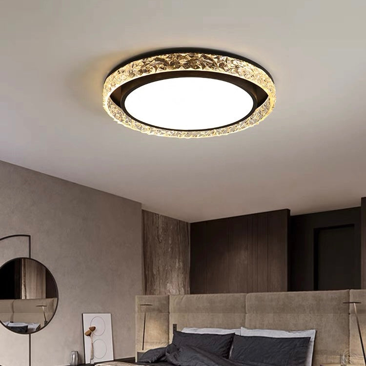 Dimmable Crystal Halo LED Ceiling Light | Flush Mount Fixture
