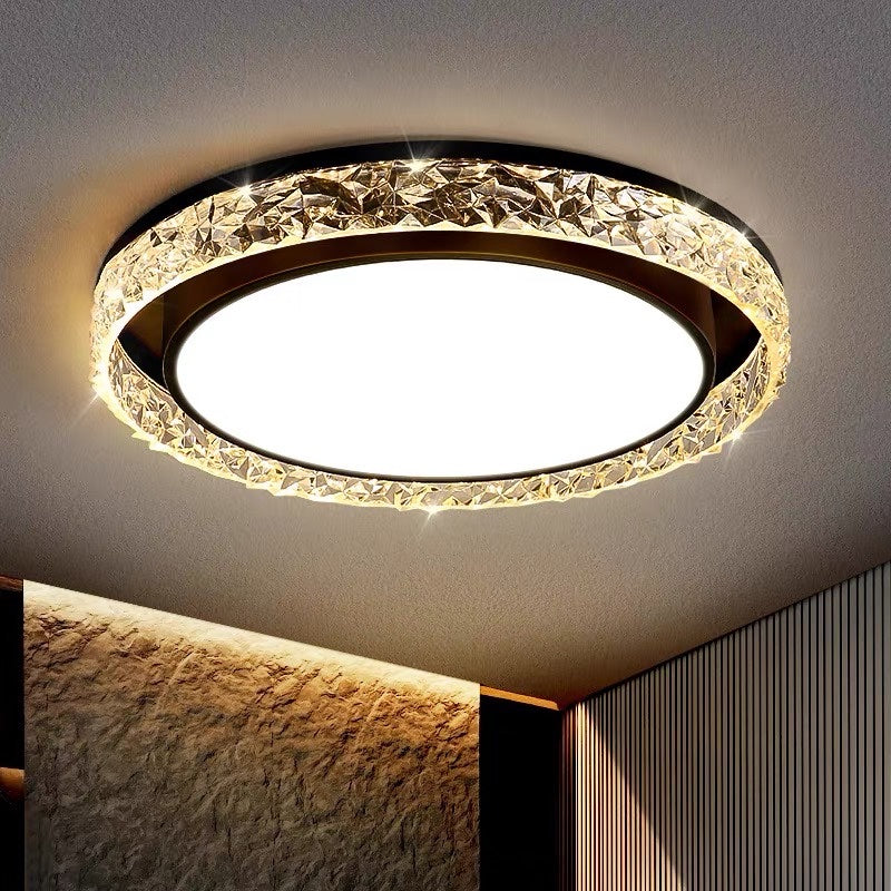 Dimmable Crystal Halo LED Ceiling Light | Flush Mount Fixture