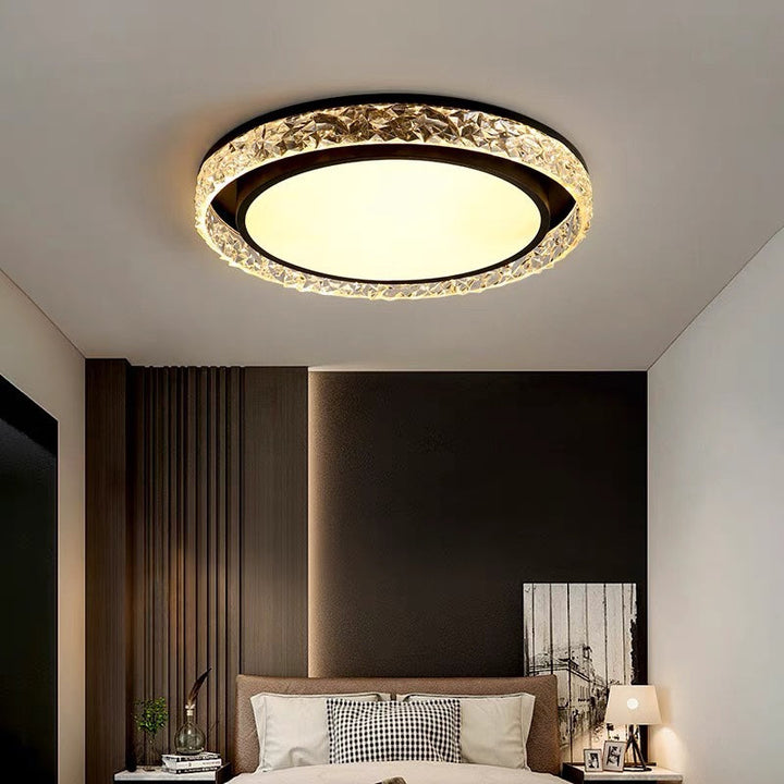 Dimmable Crystal Halo LED Ceiling Light | Flush Mount Fixture