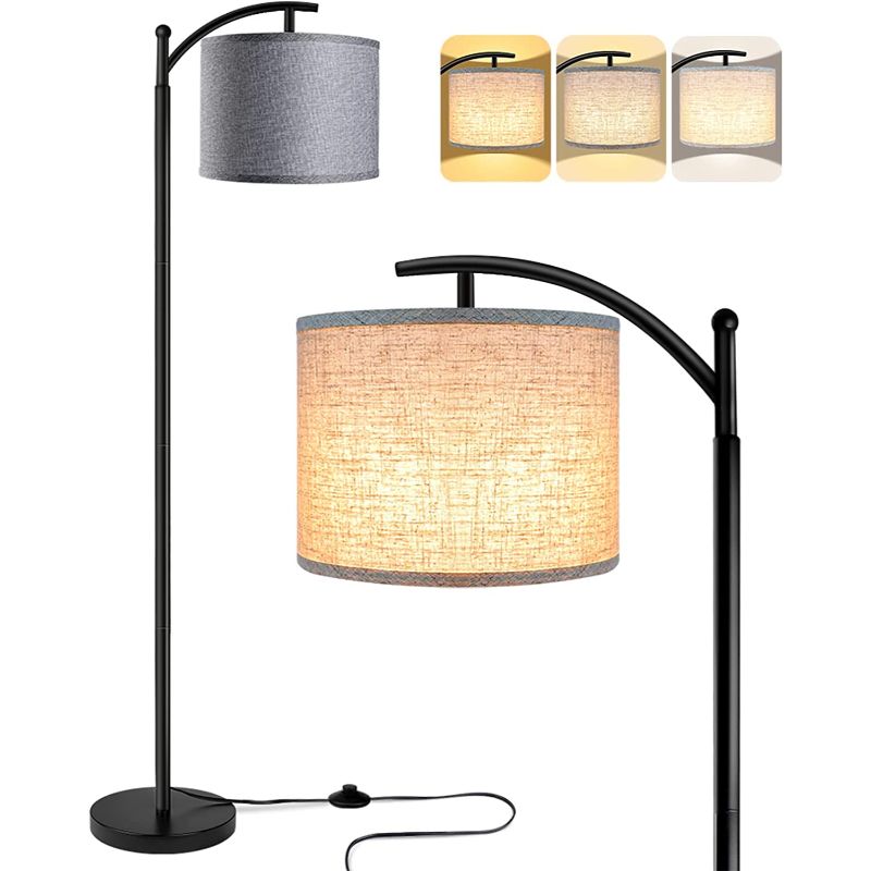 Industrial Floor Lamp with 3 Color Temperatures and White Lampshade-Orizon Depot