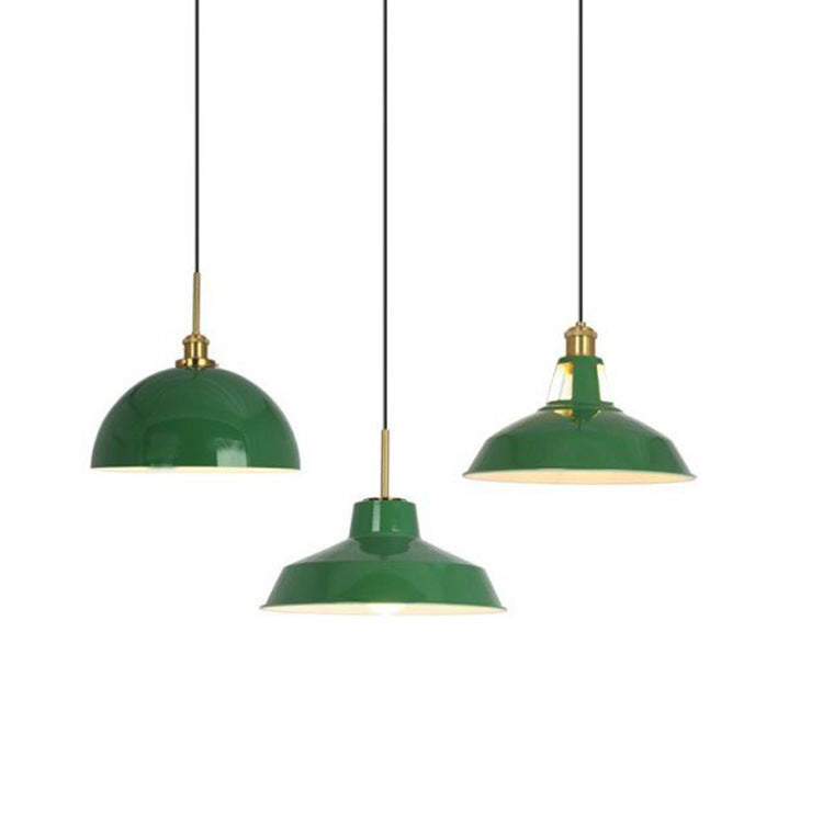 Industrial Vintage Green Iron Dome Pendant Light-Orizon Depot