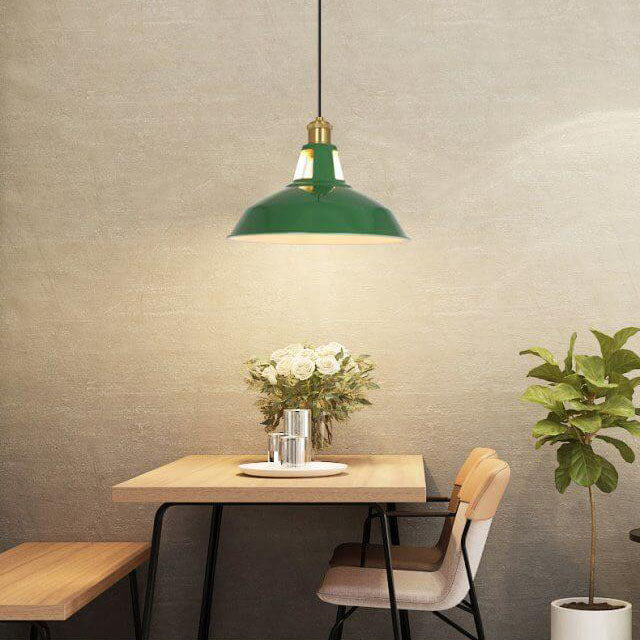 Industrial Vintage Green Iron Dome Pendant Light-Orizon Depot