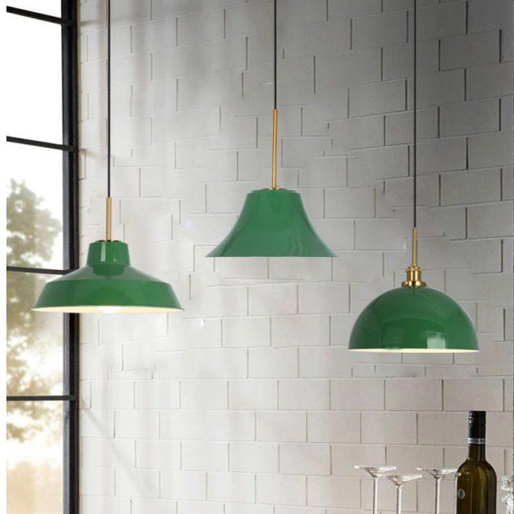 Industrial Vintage Green Iron Dome Pendant Light-Orizon Depot
