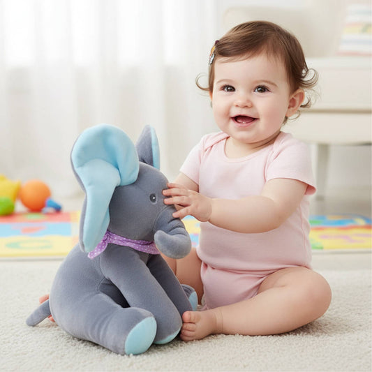 Interactive Peek-a-Boo Elephant Plush Toy for Kids-Orizon Depot
