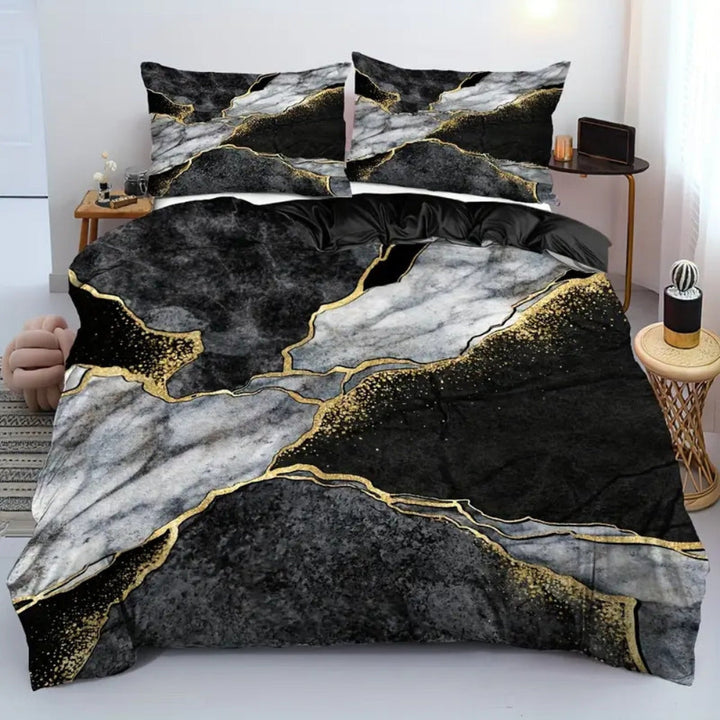 Opulent Gold Accent Jade Duvet Cover Set-Orizon Depot
