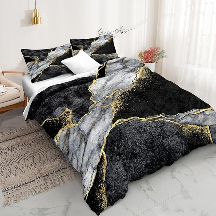 Opulent Gold Accent Jade Duvet Cover Set-Orizon Depot