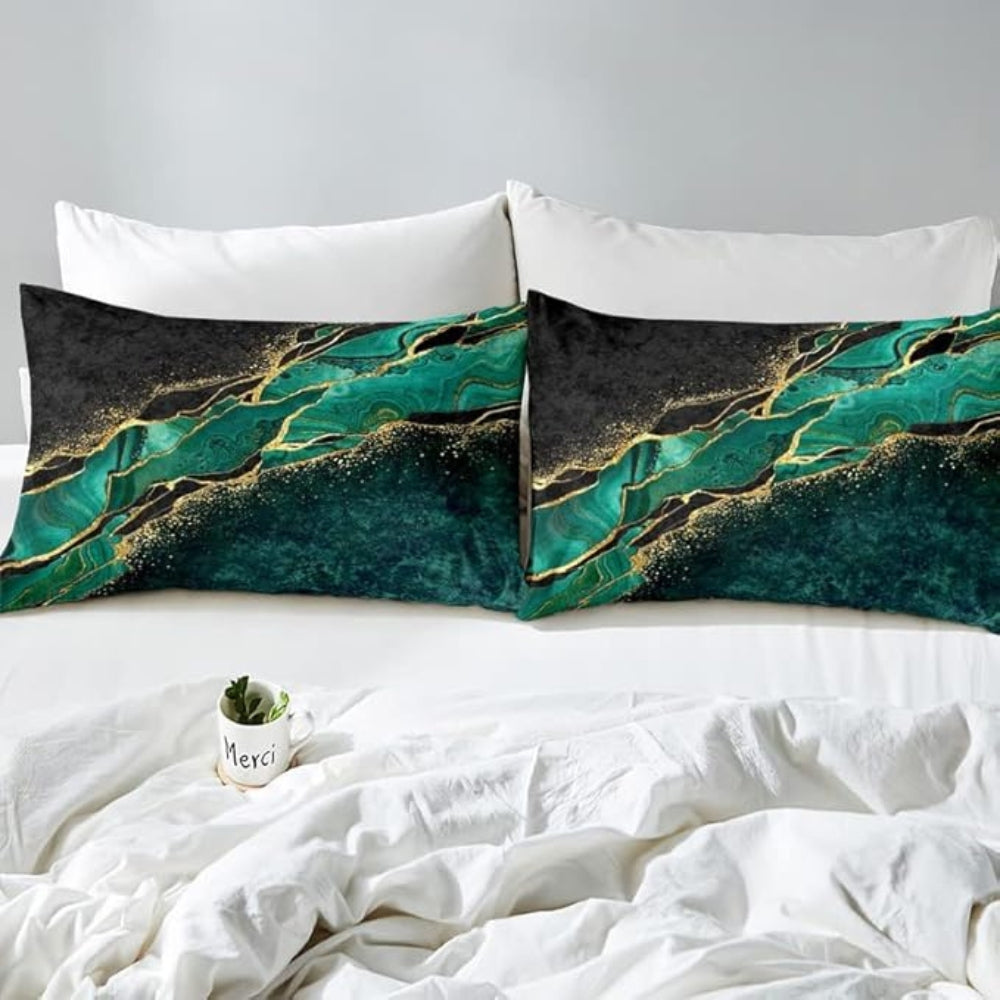 Opulent Gold Accent Jade Duvet Cover Set-Orizon Depot