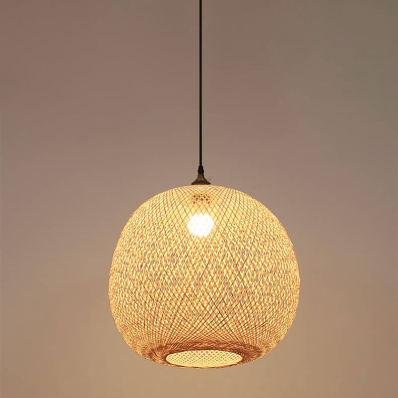 Japanese Bamboo Weaving Pendant Light for Zen Interiors-Orizon Depot