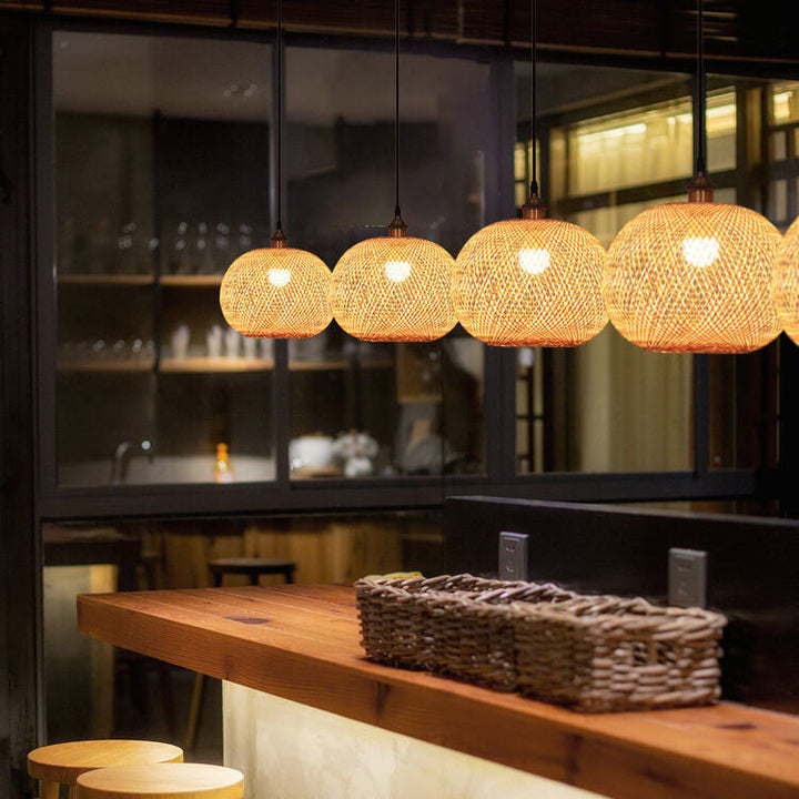 Japanese Bamboo Weaving Pendant Light for Zen Interiors-Orizon Depot