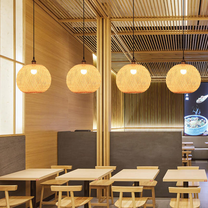 Japanese Bamboo Weaving Pendant Light for Zen Interiors-Orizon Depot