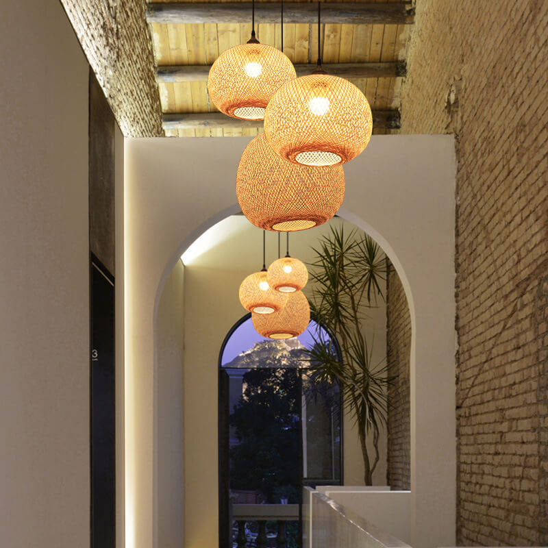 Japanese Bamboo Weaving Pendant Light for Zen Interiors-Orizon Depot