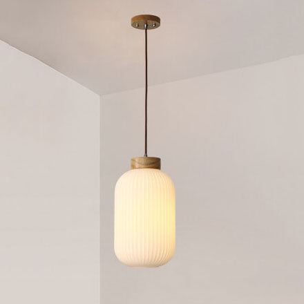 Japanese Style Striped Glass Jar Pendant Lamp-Orizon Depot