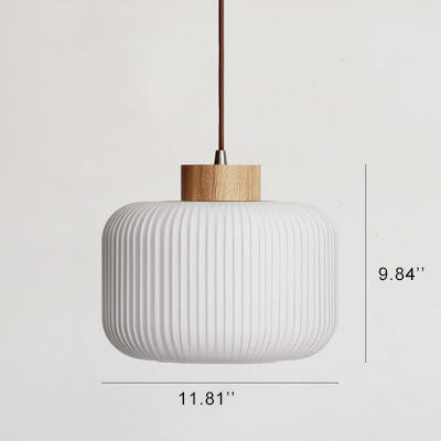 Japanese Style Striped Glass Jar Pendant Lamp-Orizon Depot