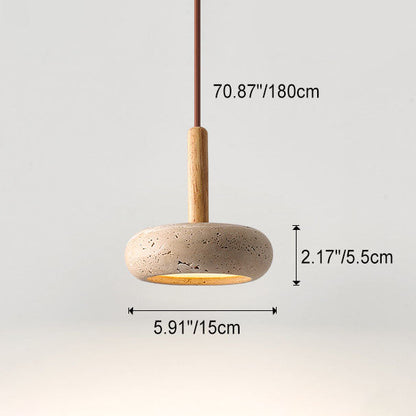 Japanese Wood Travertine LED Pendant Light for Bedroom-Orizon Depot