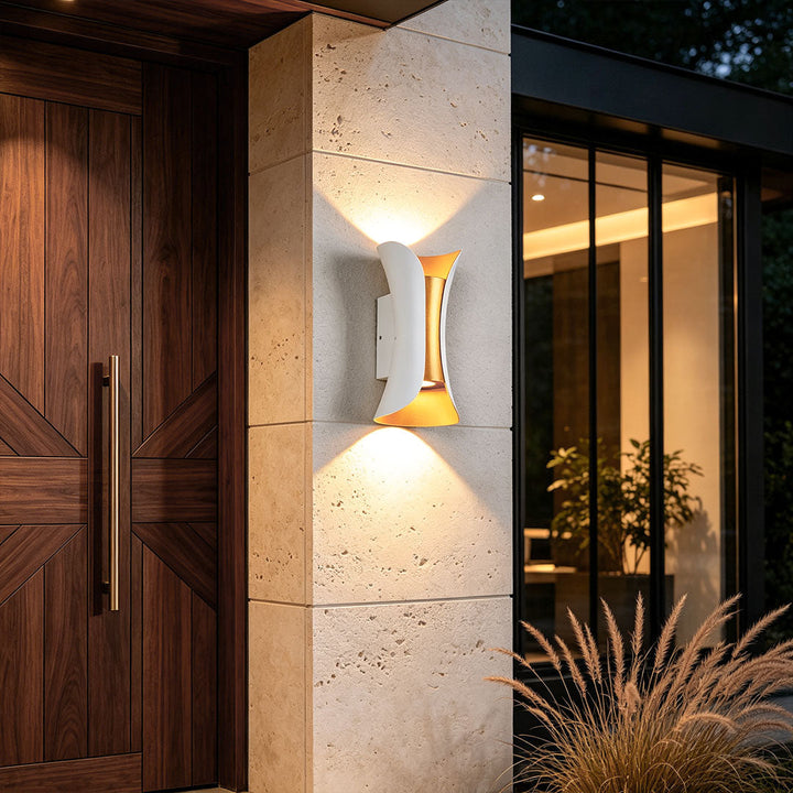 Modern Curved LED Waterproof Up Down Wall Lighting Fixture