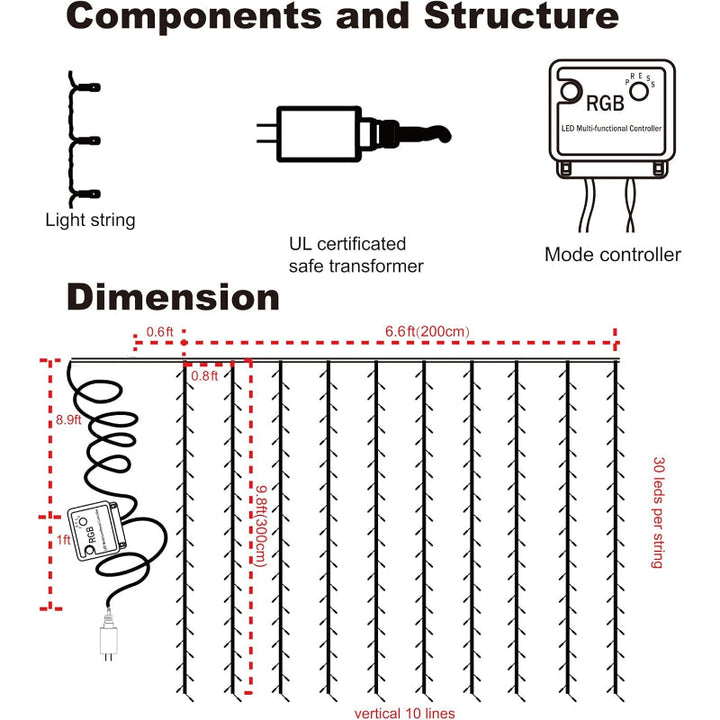 Lamps for Curtains with Multiple Modes and Waterproof Design-Orizon Depot