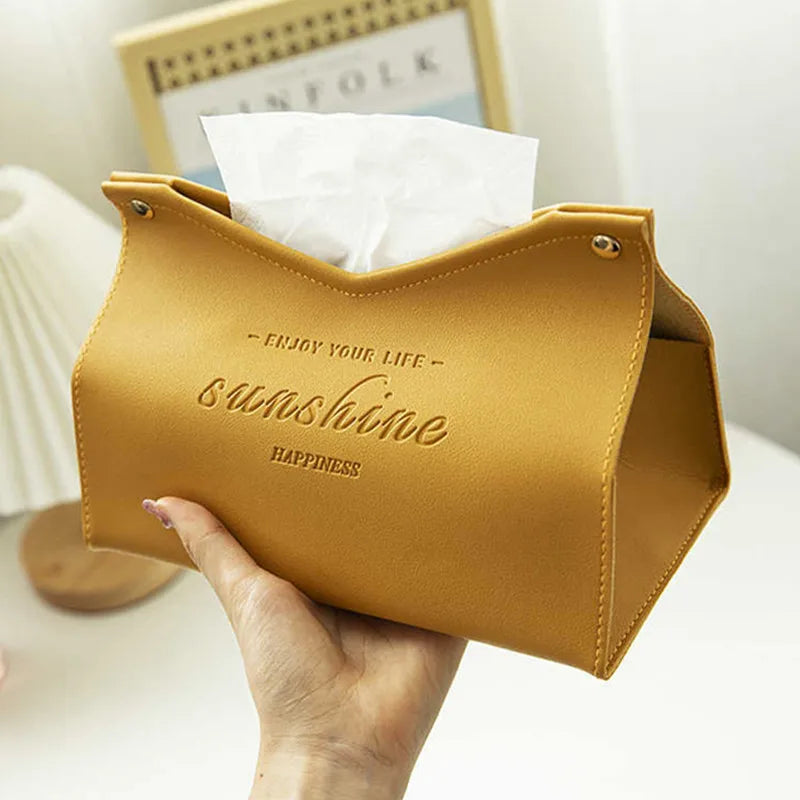 Leather Tissue Box - Nordic Car and Home Decor Napkin Holder-Orizon Depot