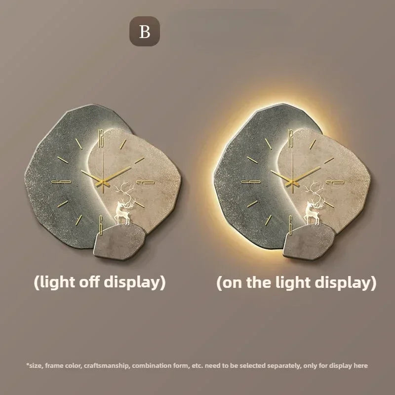 Large Modern Wall Clock with Silent Quartz Movement and LED Light