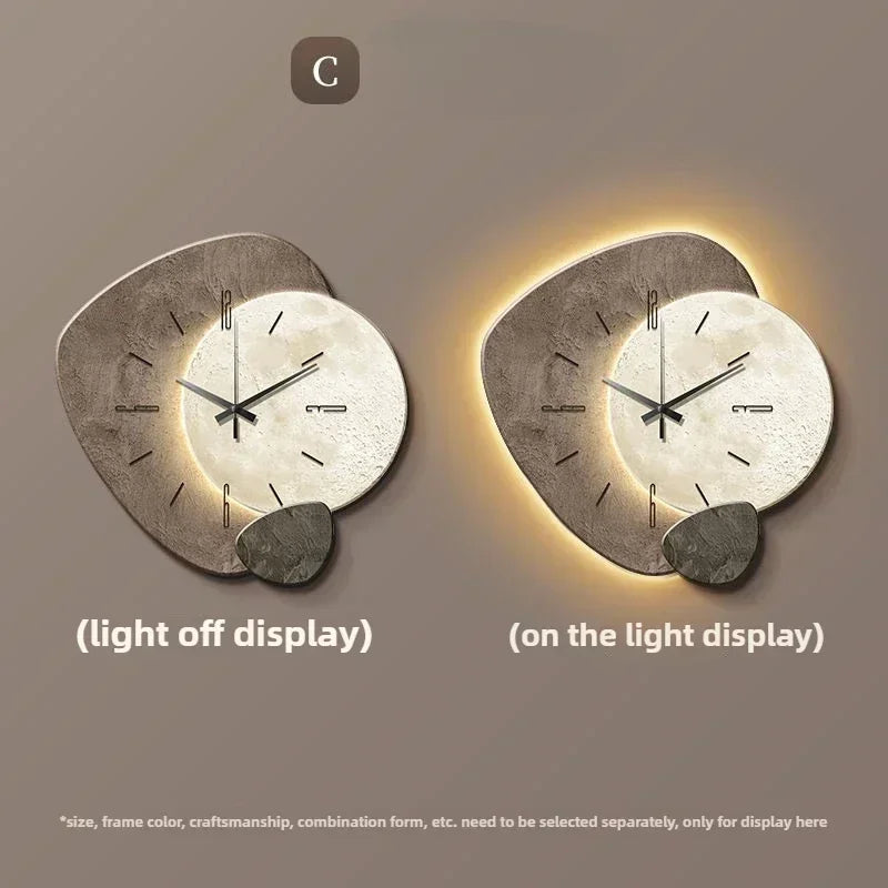 Large Modern Wall Clock with Silent Quartz Movement and LED Light