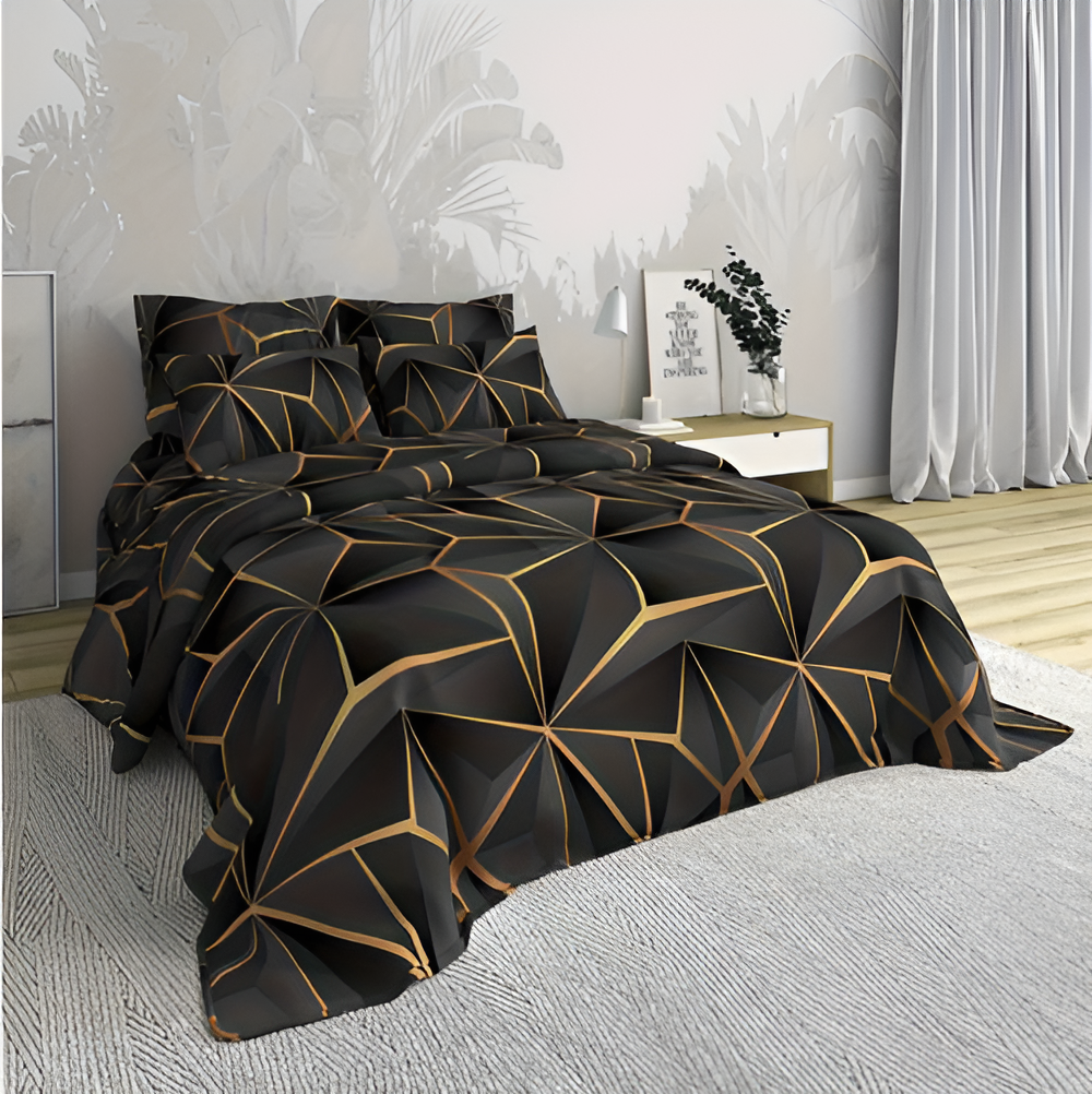 Fluffy 3D-Printed Check Bedding Set for Ultimate Comfort-Orizon Depot