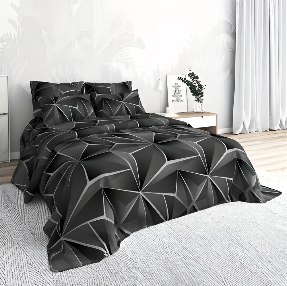Fluffy 3D-Printed Check Bedding Set for Ultimate Comfort-Orizon Depot