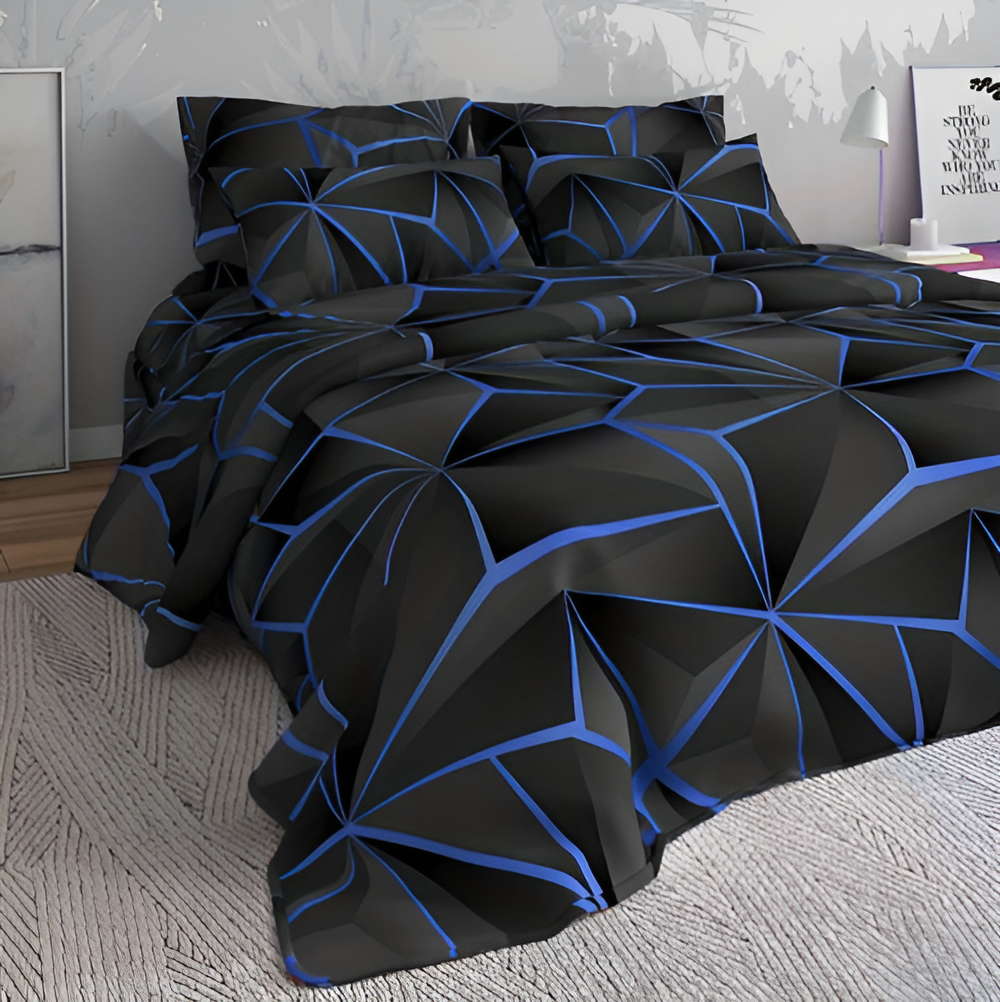 Fluffy 3D-Printed Check Bedding Set for Ultimate Comfort-Orizon Depot