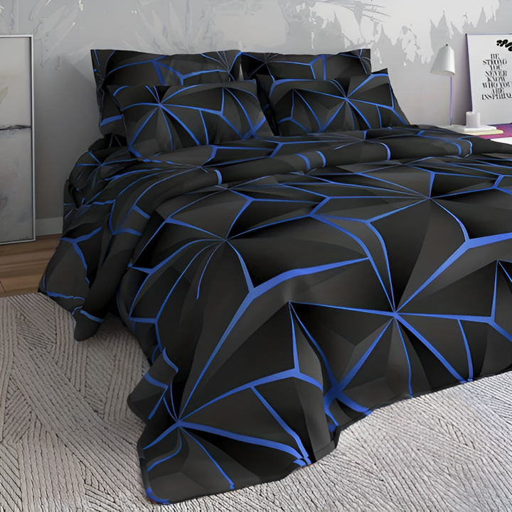 Fluffy 3D-Printed Check Bedding Set for Ultimate Comfort-Orizon Depot