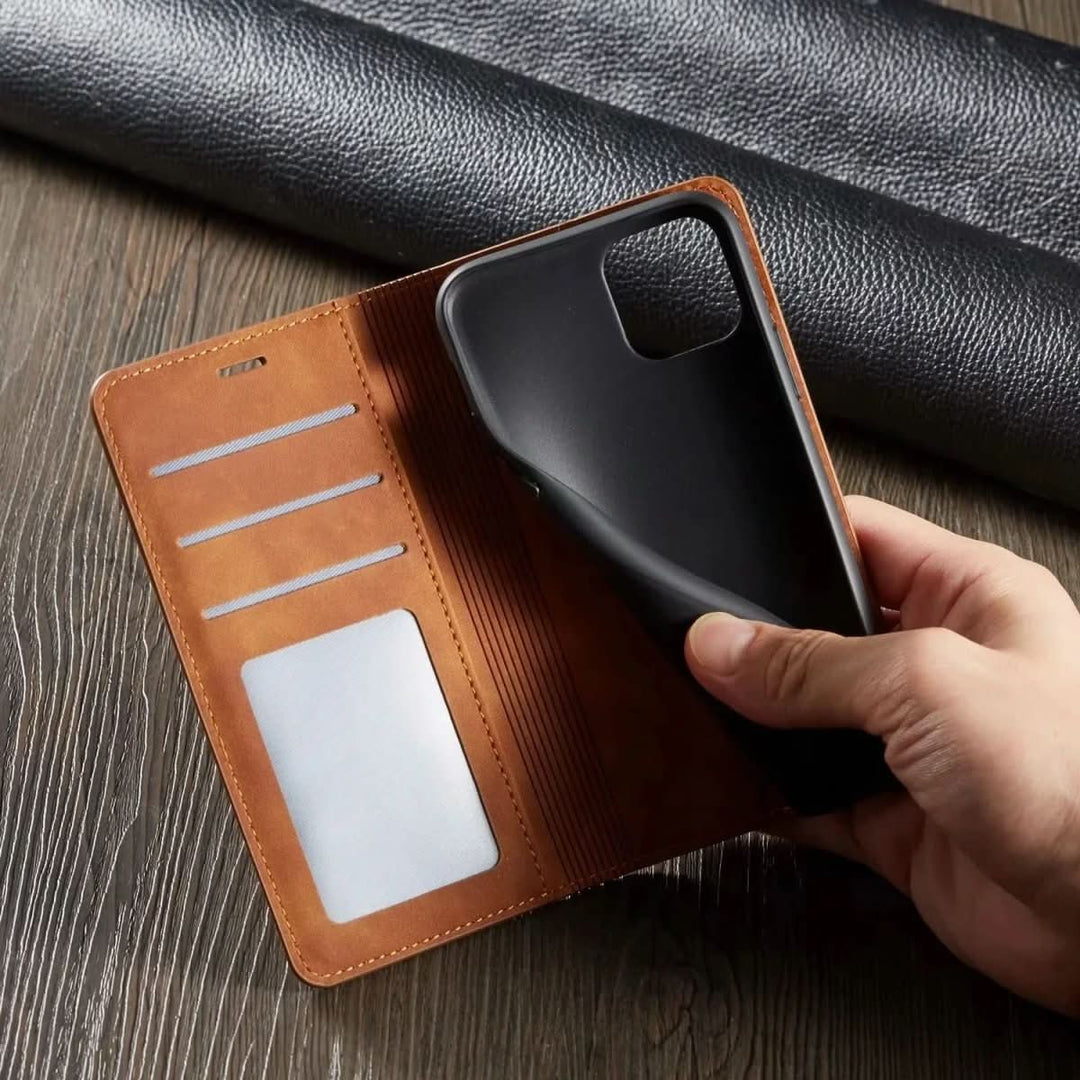 Magnetic Leather iPhone Case with Shock Protection-Orizon Depot