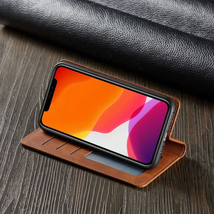 Magnetic Leather iPhone Case with Shock Protection-Orizon Depot