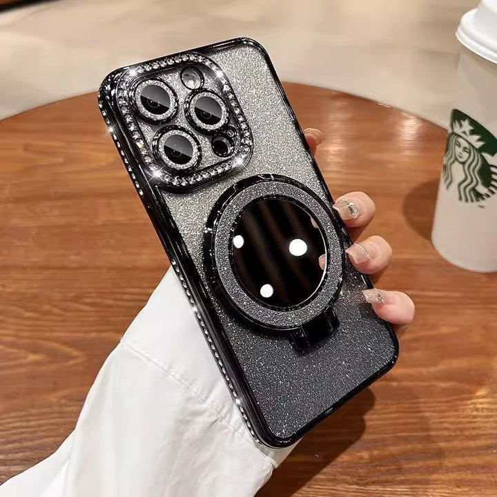 Glitter Phone Case with Mirror and Magnetic Stand-Orizon Depot